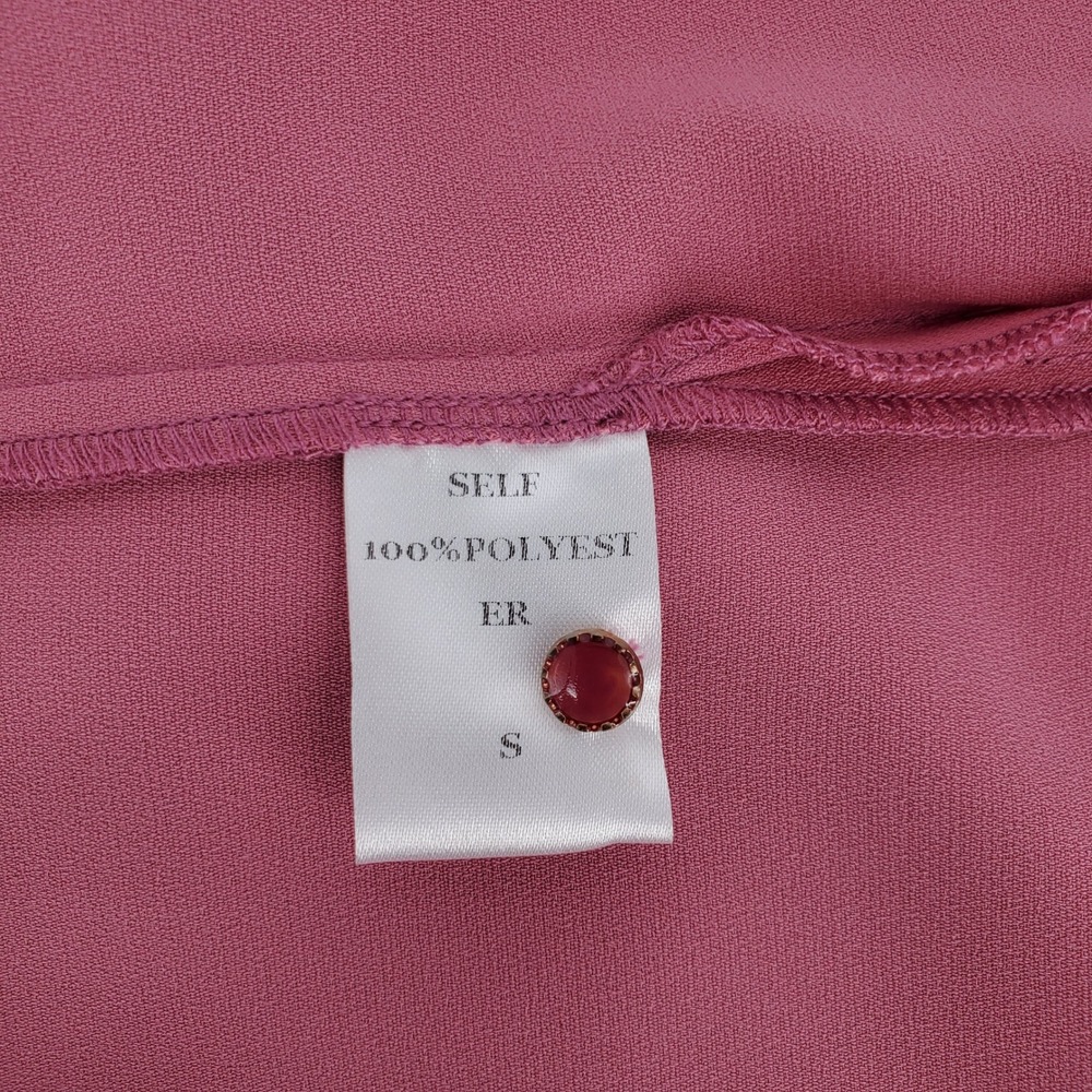 Tulip B Womens Small Rose Pink Puff Sleeve Keyhole Mock Neck Blouse S9JT2502 - Picture 4 of 8